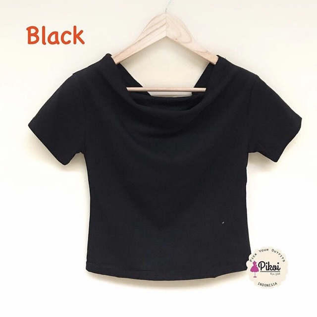 Blouse hitam murah / blouse sabrina cantik / blouse cut off lucu / blouse katun cantik murah / 2057