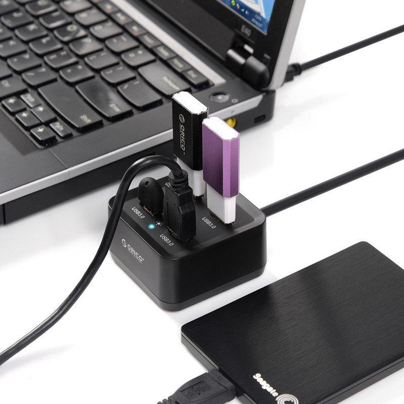 Usb A 3.0 hub orico 4 port mini 5Gbps 100cm cable for pc cpu laptop DH4U-U3-10 - Terminal usb3.0 4 slot 1m kabel
