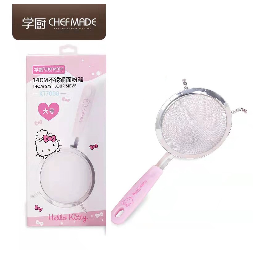 Hello Kitty Chefmade KT7008 14 Cm Ayakan Pengayak Tepung Flour Sieve Warna Pink