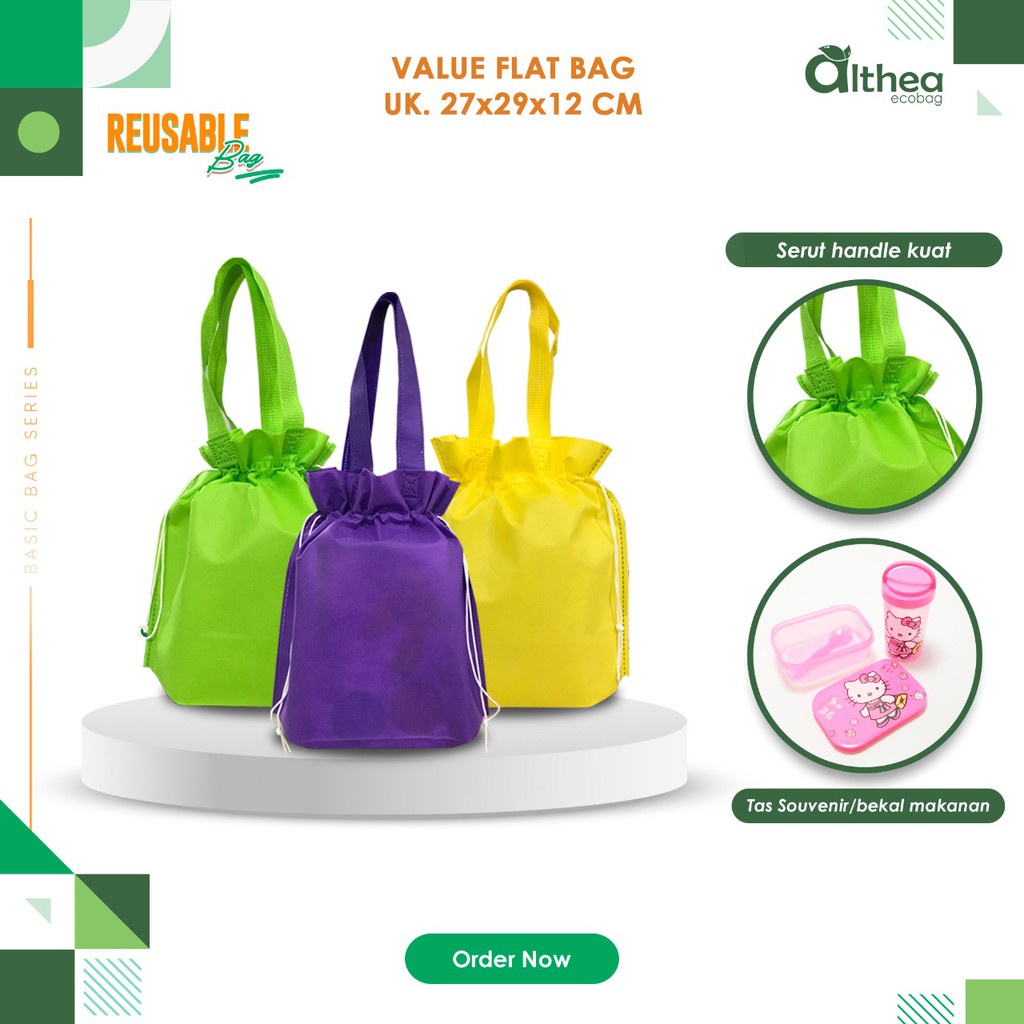 

Tas Kain Spunbond Souvenir Tas Serut Bahan Spunbond Tebal Ukuran 27X29X12