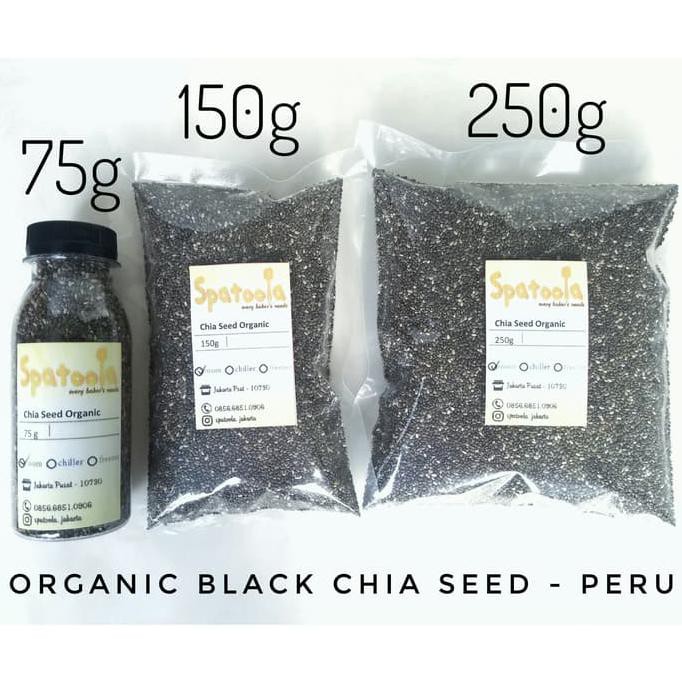 

* 75G Chia Seed Black Organic Peru Botol Repack Mpasi Bayi Organik Impor