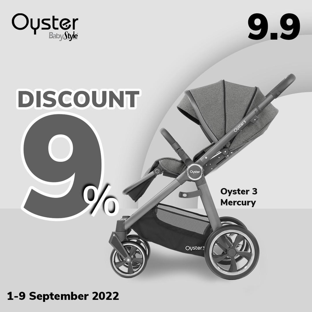 OYSTER 3 NEW UPGRADE CITY GREY FRAME-MERCURY GREY CANOPY (INCLUDE INSECT NET)