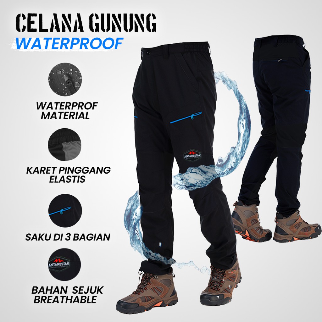 Celana Panjang Gunung Waterproof Mount AVO Hitam Celana Celana Panjang Gunung Waterproof Mount AVO Hitam Celana