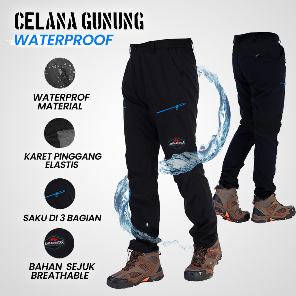  Celana  Panjang Gunung  Waterproof Mount AVO Hitam Celana  