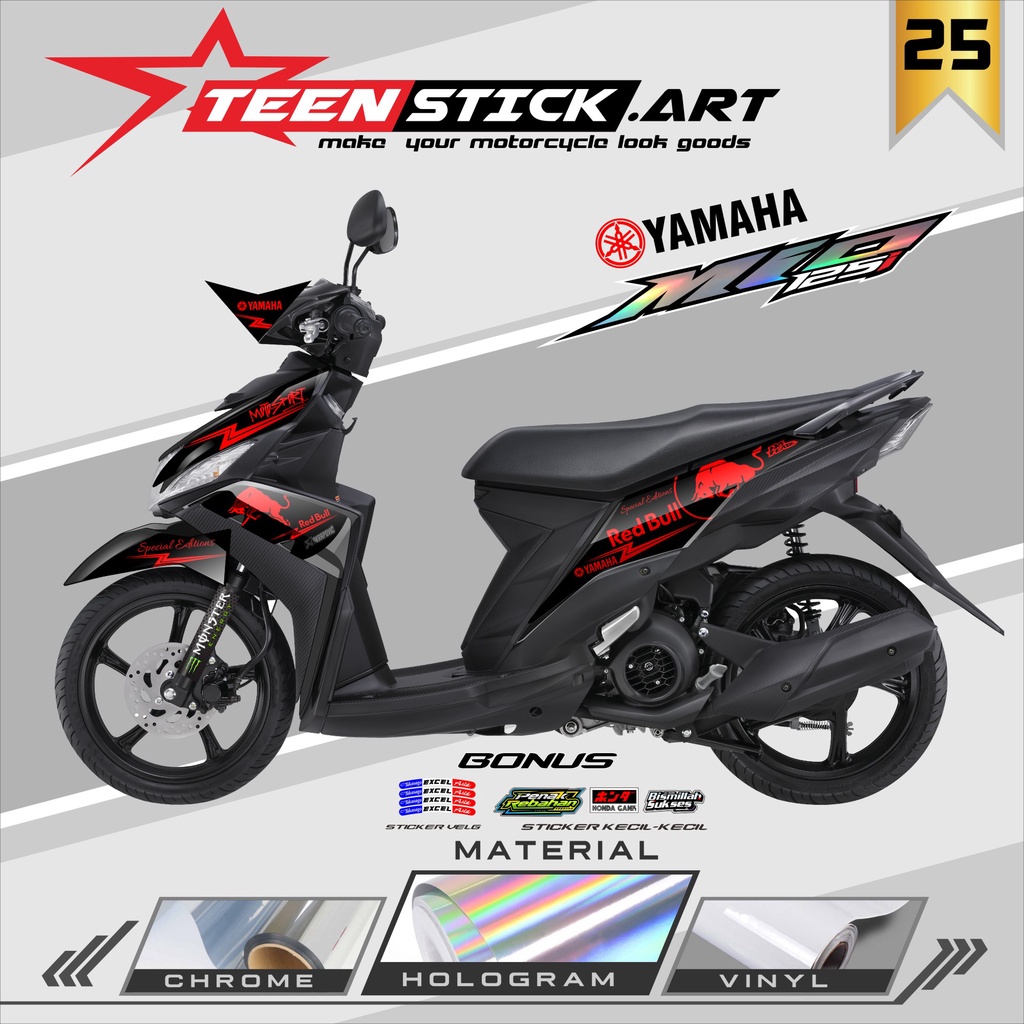 STRIPING MIO M3- STRIPING VARIASI HOLOGRAM YAMAHA MIO M3 2021 RED BULL