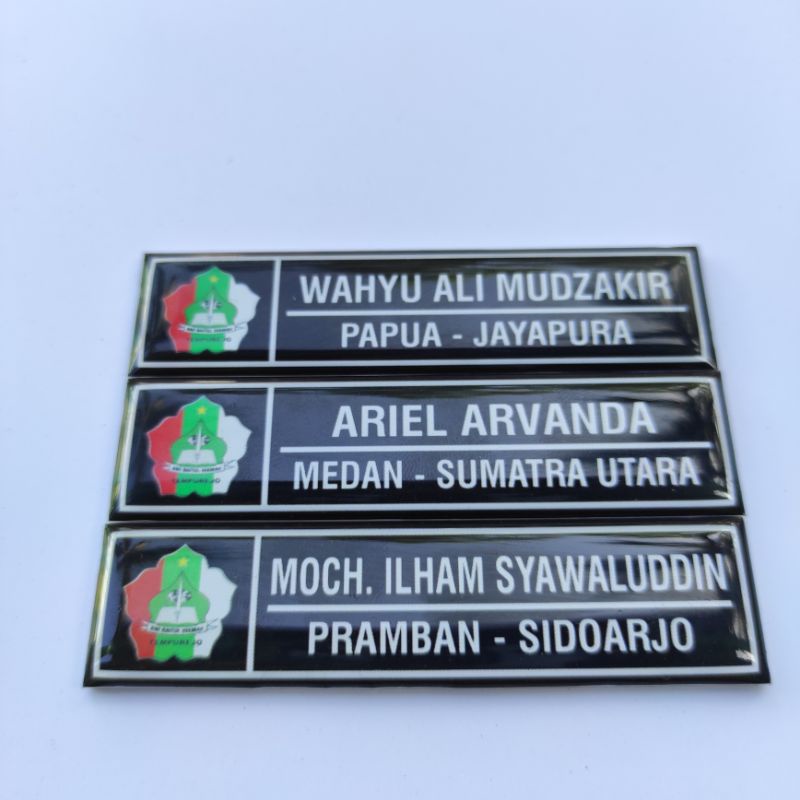 Nama Dada Papan Nama Name Tag Full Akrilik Coating Resin Glass