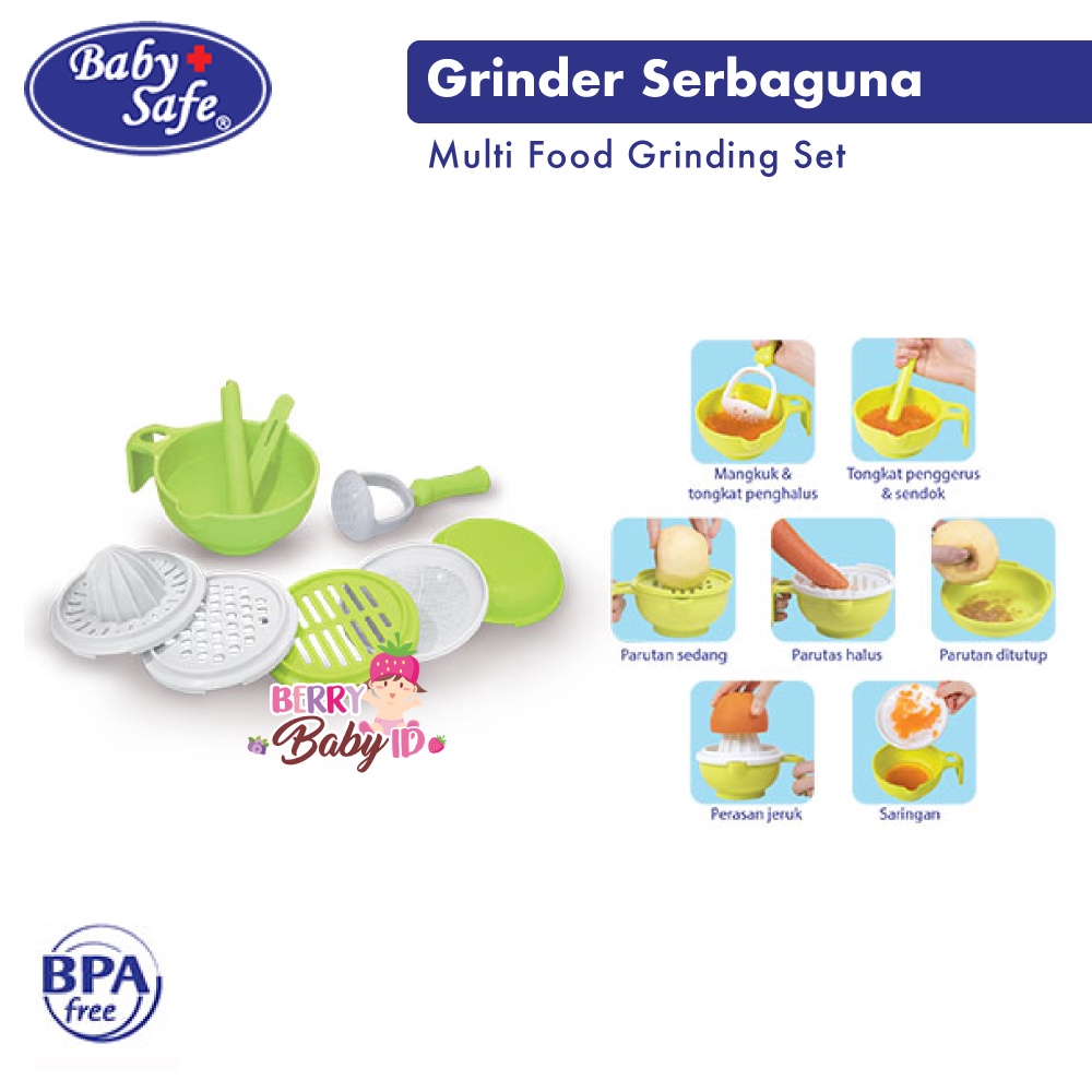 Baby Safe Multi Food Grinding Set Grinder Pengolah Makanan Bayi AP014 BBS080 Berry Mart