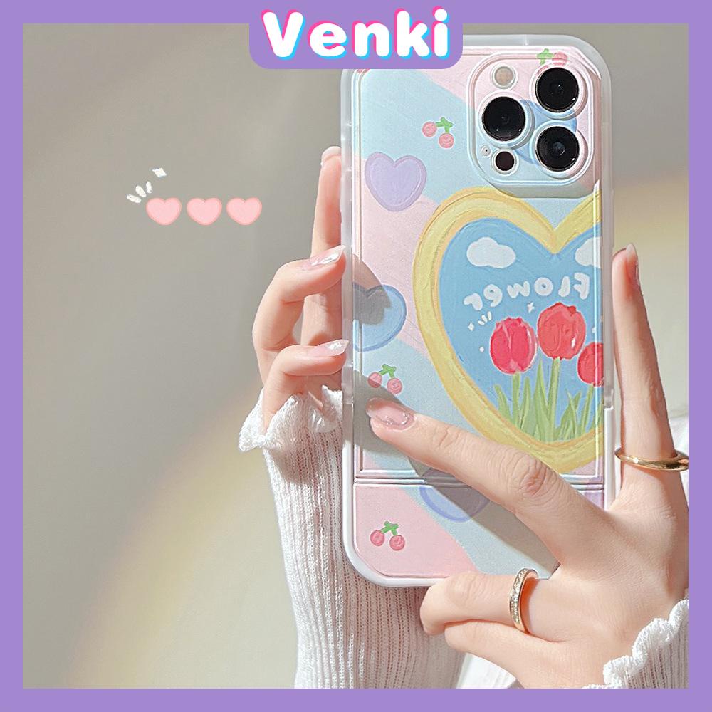 iPhone Case with Invisible Folding Stand Silicone Soft Case Airbag Shockproof Protection Camera Cartoon Cute Compatible For iPhone 11 Pro Max 13 Pro Max 12 Pro Max 7Plus xr XS Max