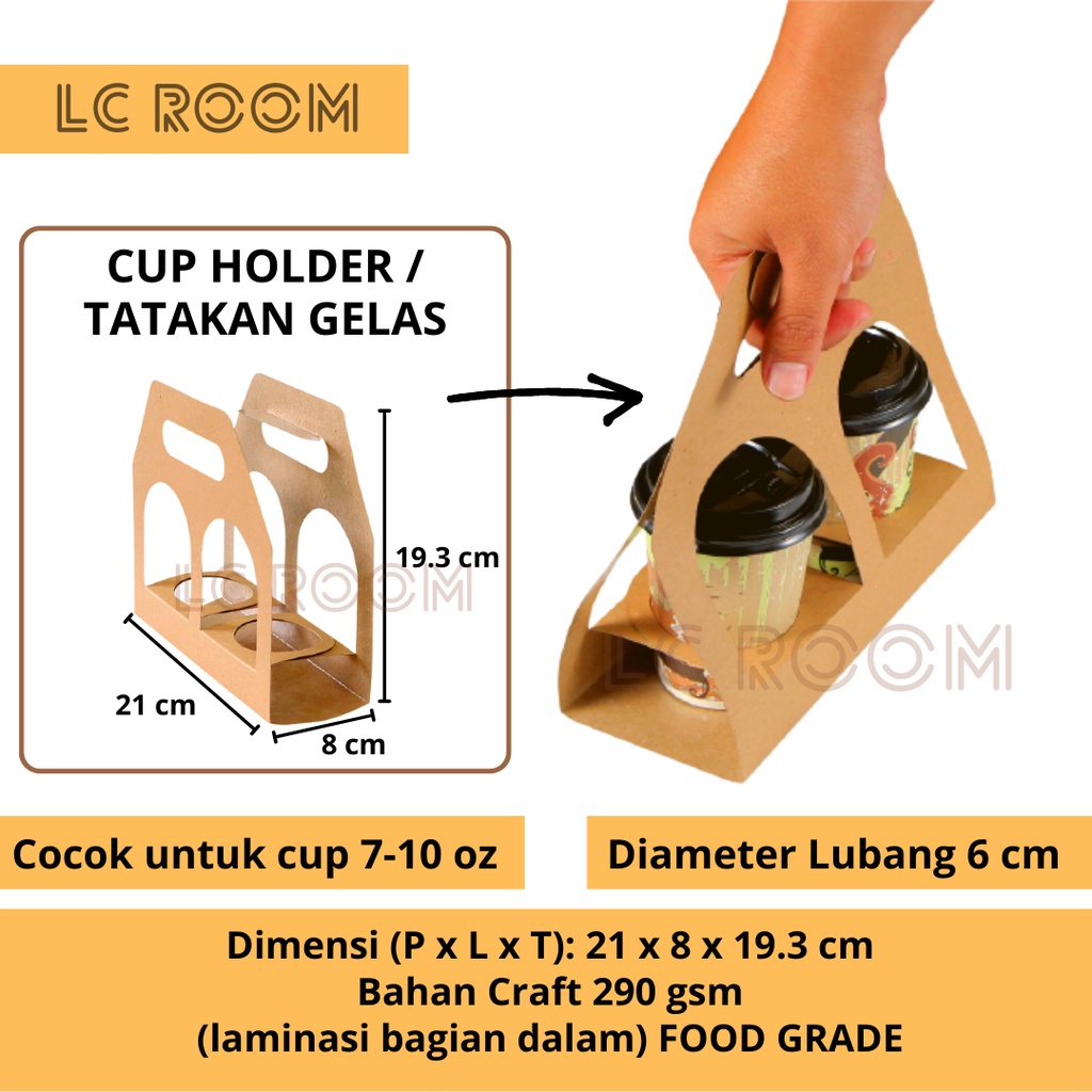 PAPER CUP HOLDER TAKE AWAY DRINK TRAY TATAKAN GELAS KOPI CUP KERTAS CUP PLASTIK DELIVERY KERTAS CRAF