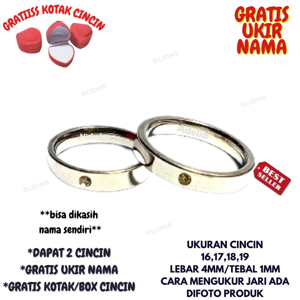 CINCIN PERMATA TITANIUM,CINCIN PASANGAN TITANIUM,GRATIS UKIR NAMA,GRATIS BOX CINCIN,SUDAH DAPAT 2 CINCIN