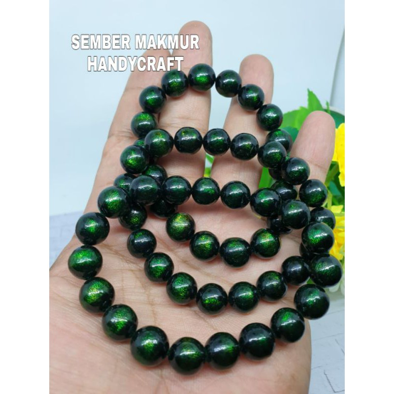 Gelang Akar Bahar Hijau Bulat Asli Super 100% Original