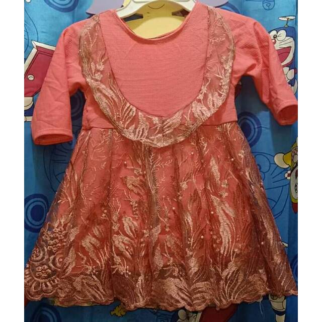 Gamis Brukat Anak - gamis anak S 2th M 4-5th min kodi