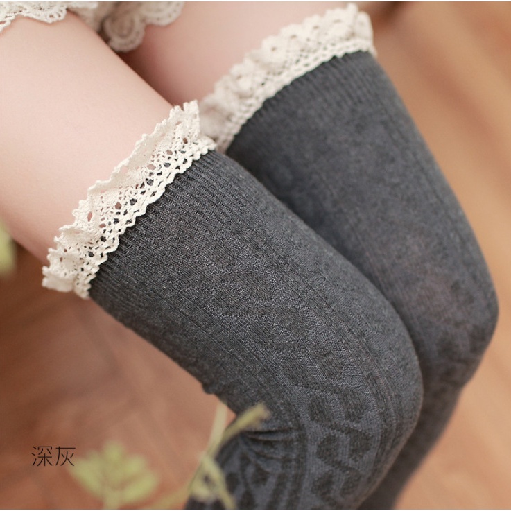 KT-05 overknee rajut lace kaos kaki sepaha winter musim dingin renda