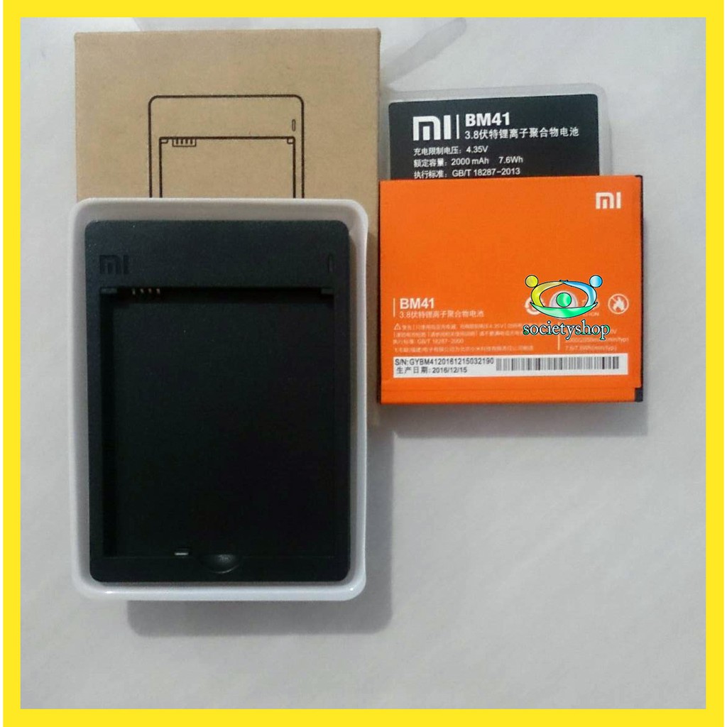 Baterai Xiaomi Redmi 1 1s 1 prime &amp; FREE Desktop Charger - Batre Bm41 Xiomi hp Battery Batray