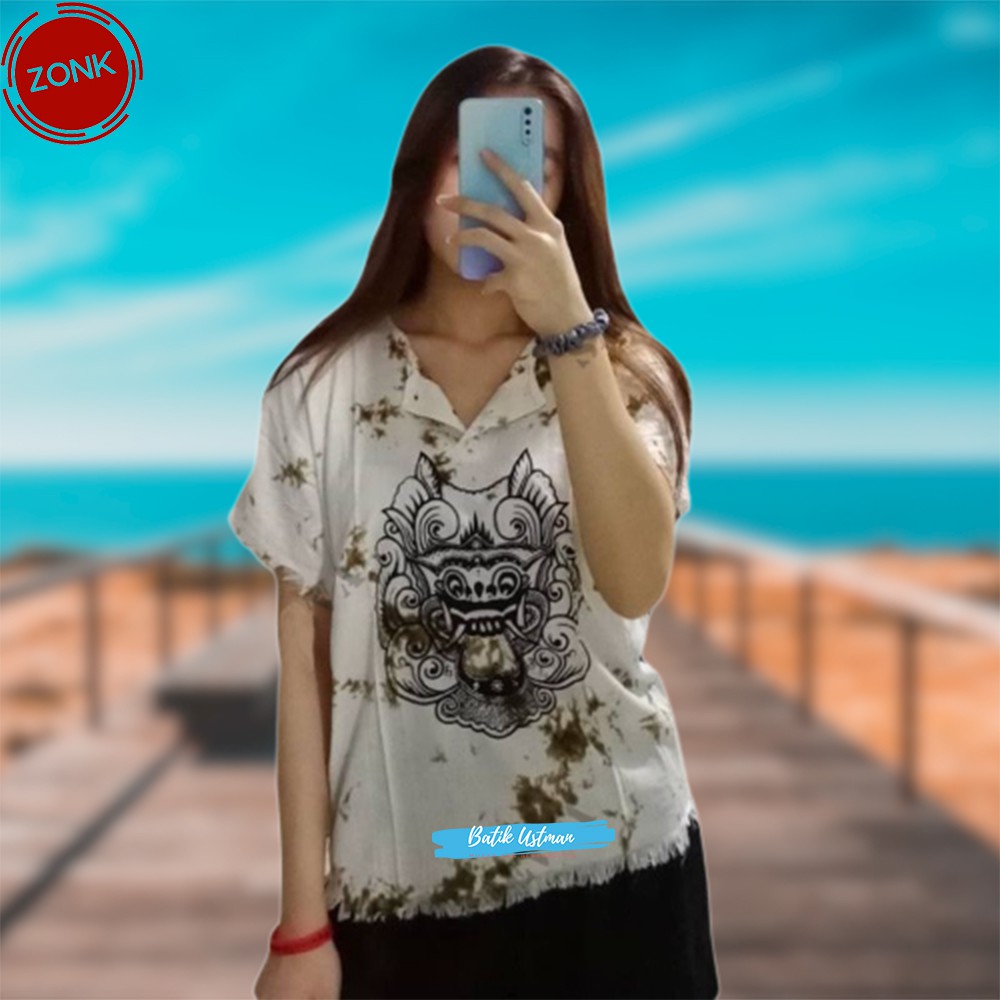 Baju Barong Bali Jumbo Pria Wanita Dewasa Kaos Barong Polos Murah Rayon Tebal