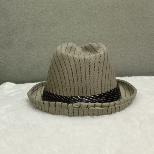 Topi Koboy Fedora Jazz Vintage Motif Salur Murah