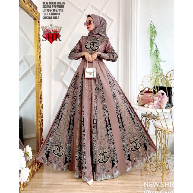 COD !! NEW SHR 100% ORI DRESS MAXI GURAME SCUBA PREMIUM CH BUSUIsyahira-2
