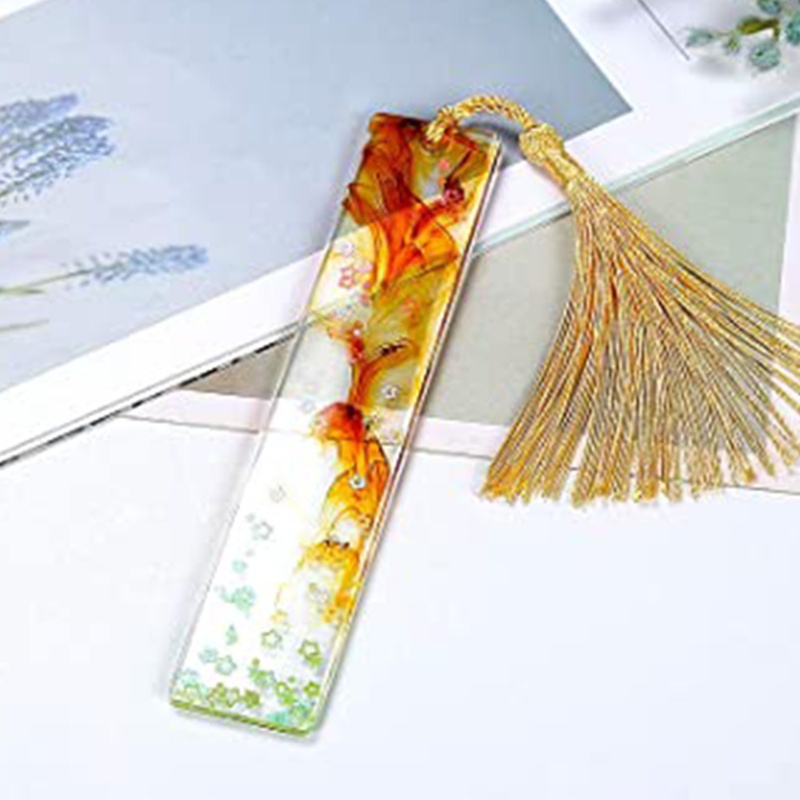 SIY  Bookmark Resin Mould Set Include Rectangle Bookmark Silicone  Jewelry Mould with Colorful Tassels for Bookmark Making