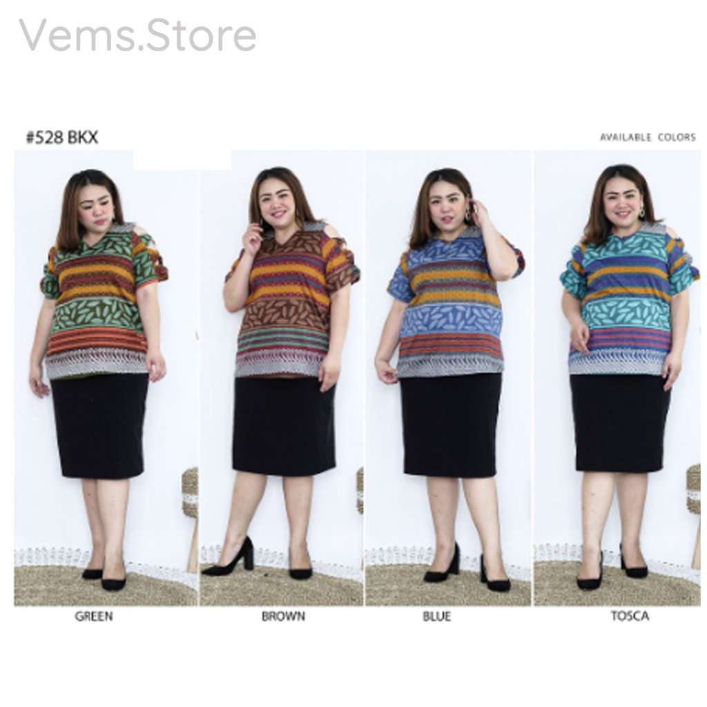 GROSIR ATASAN (JUMBO) BAJU BATIK FASHION BIGSIZE PAKAIAN WANITA GROSIR KODE 528 BKX