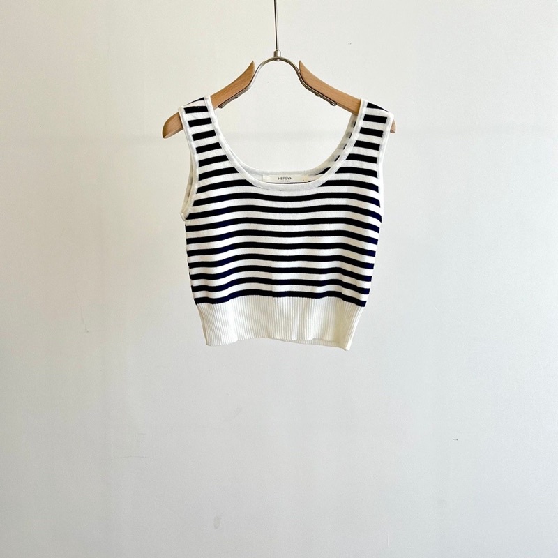 Atasan Tanktop rajut Crop wanita Salur pendek | Atasan Tank top crop salur terbaru