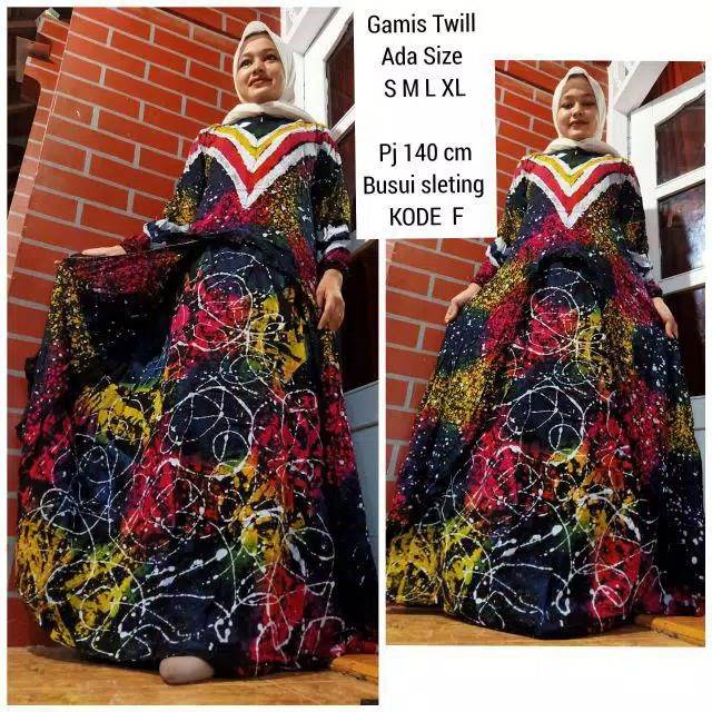 Gamis twill model U ,gamis twill jeruk mas model V ,gamis twill size S