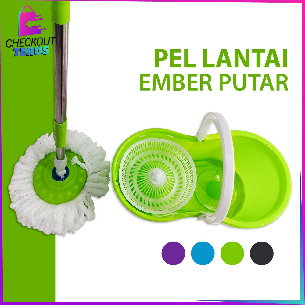 CT C526 Alat Pel Lantai Dengan Ember Serbaguna Kain Pel Spin Mop Alat Pembersih Lantai Praktis Kain Pel Spin Mop