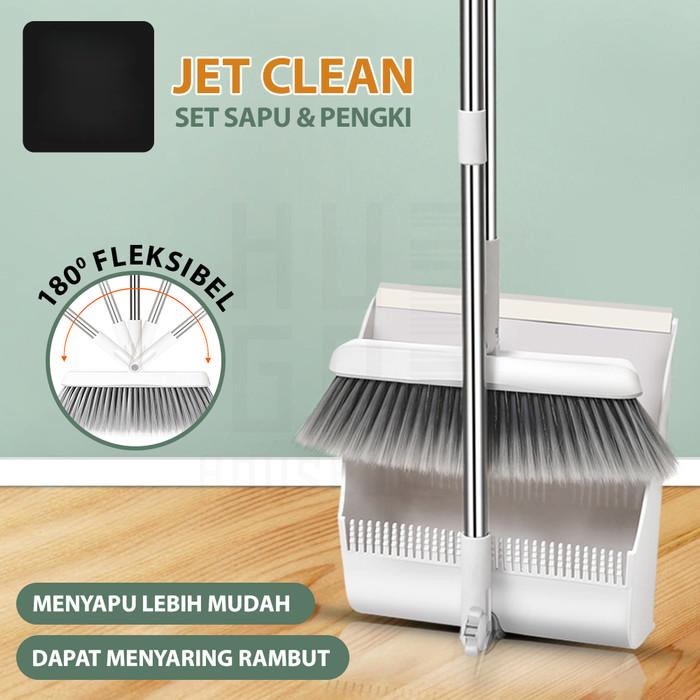 Set Sapu Pengki Pembersih Broom Set Dustpan Sapu Lipat Praktis