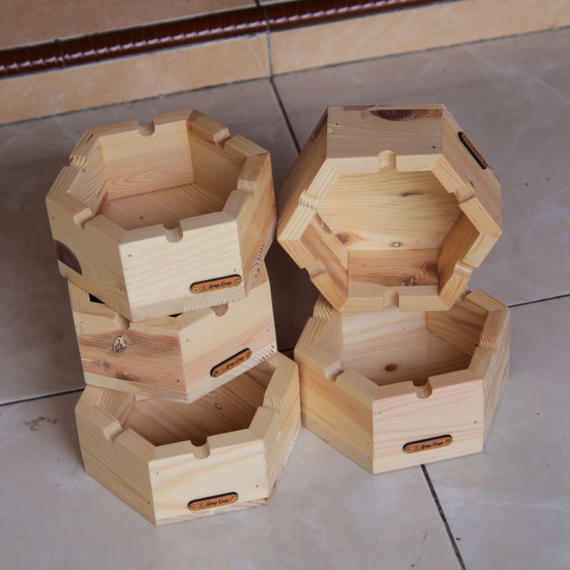 ASBAK KAYU JATI BELANDA ASBAK HEXAGONAL ASTRAY KAYU