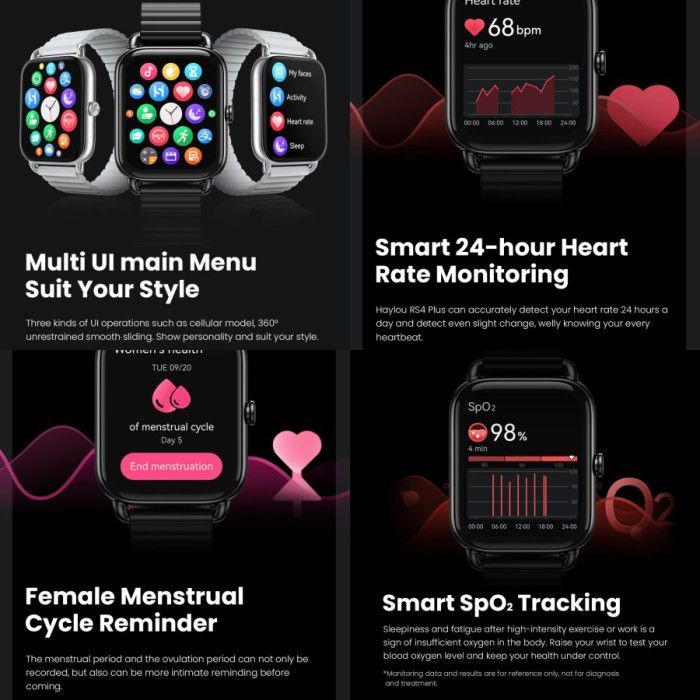 Smartwatch Haylou RS4 Plus Amoled SP02 • Strap Magnetic International Version - Garansi 1 Tahun