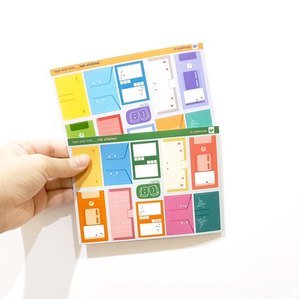 

Type and Note Tab Stickies Deco Journaling Sticker Sheets | acuppacups