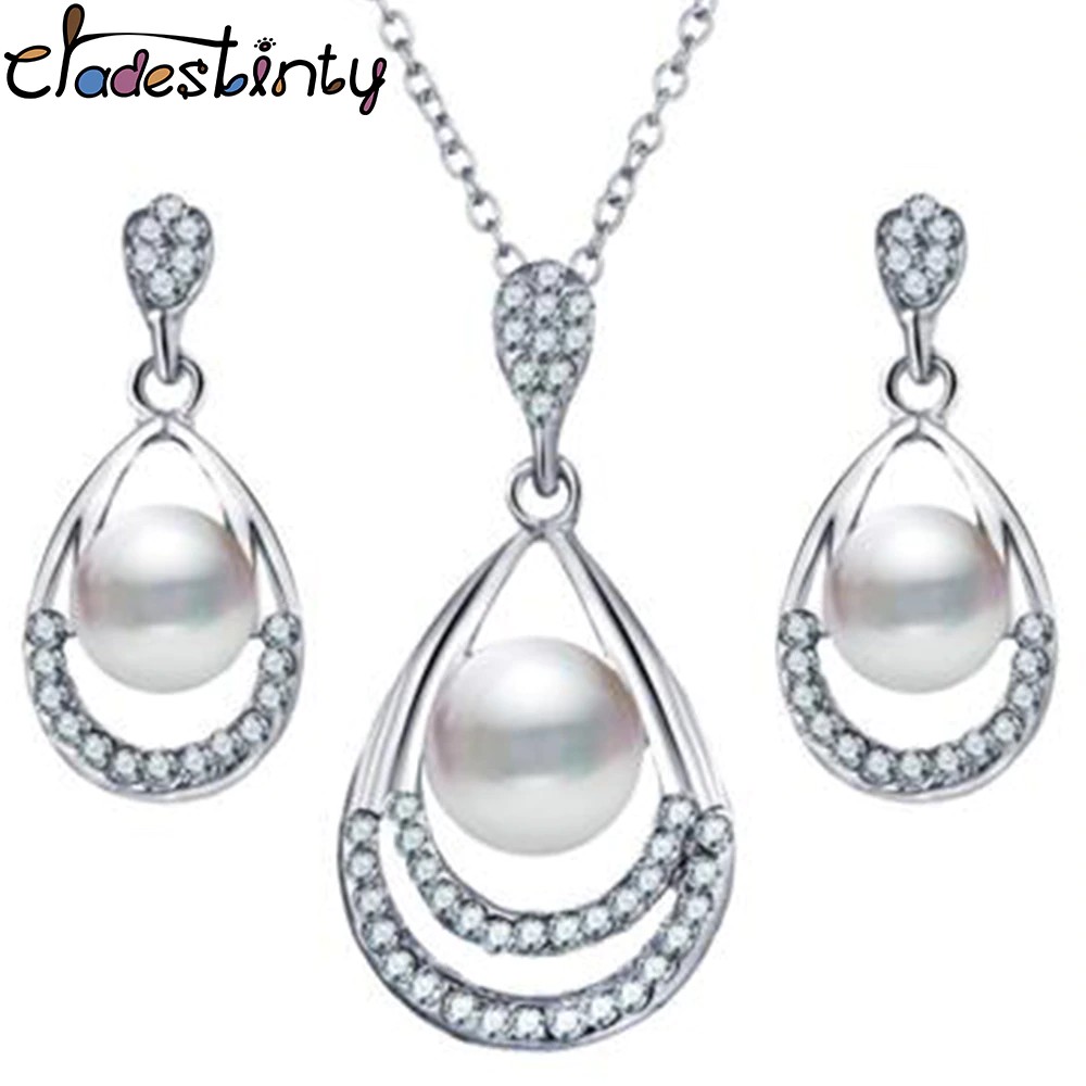 READY MAKASSAR Set Perhiasan Kalung Giwang Mutiara Wanita / Set Perhiasan Emas Imitasi Mutiara