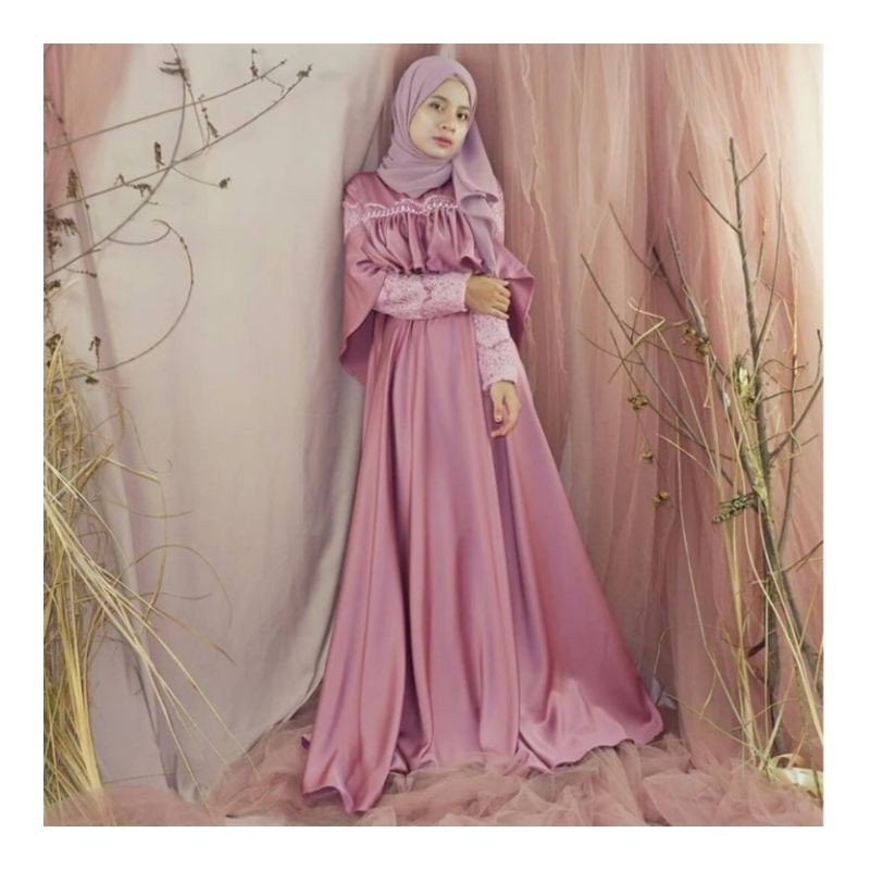 Aisyah dress Dusty Purple Size M siap kirim