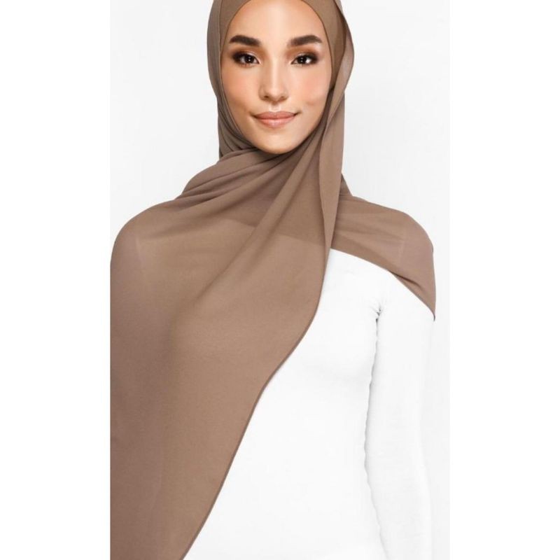 BISA COD! PASHMINA BELLA SQUARE DOUBLE HYCOUNT 175X75CM-Frappuccino