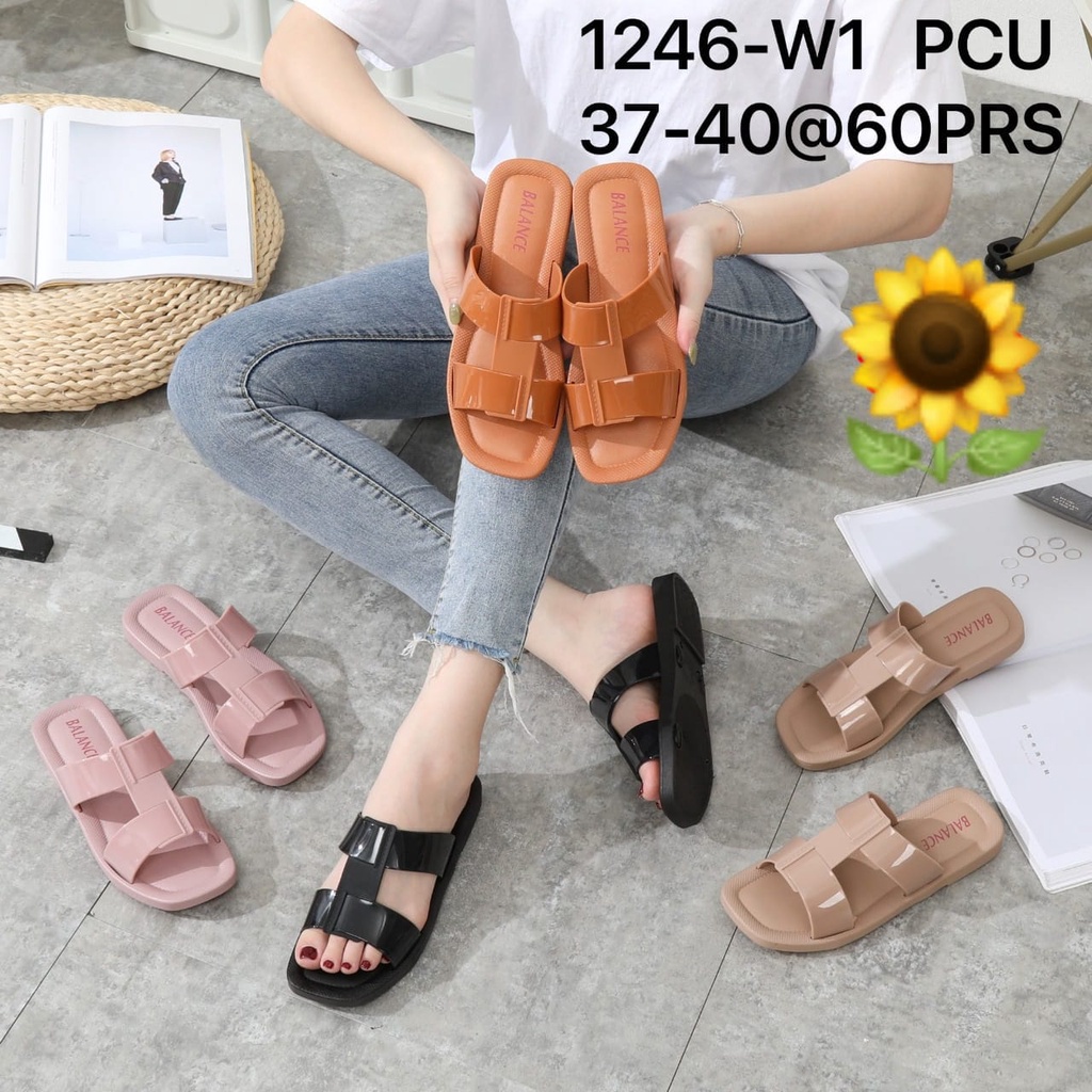 Sandal Karet Jelly Wedges Wanita import Model Terbaru Original Kekinian by AGUNG STYLE Balance 1246-W1