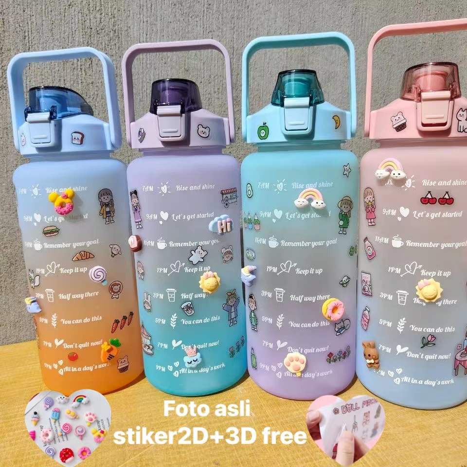 Botol Minum Gemoy Kotak 1.5L Botol Gym Botol Viral FREE STIKER 2D &amp;3D