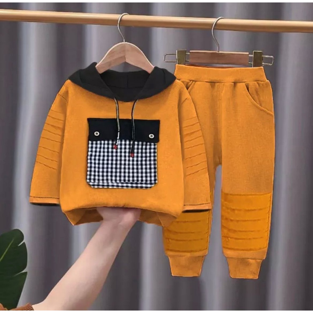 FREE ONGKIR - SETELAN ANAK PAKAIAN ANAK HOODIE MOTIF SAKU KOTAK-KOTAK TERBARU // SETELAN ANAK PAKAIAN ANAK HOODIE USIA 6BULAN - 5 TAHUN // SETELAN ANAK PAKAIAN ANAK HOODIE LAKI-LAKI DAN PEREMPUAN TERBARU