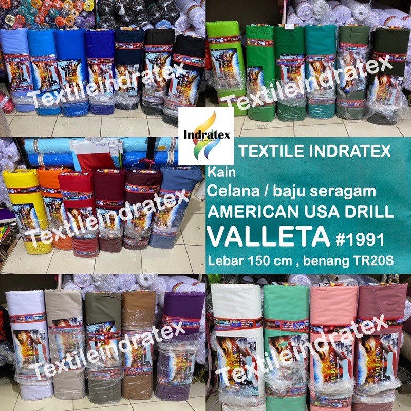 ( per 1 roll ) kain twill american drill VALLETA TR20s lebar 150 cm gulung gulungan bahan celana rok seragam sekolah kerja perawat dinas PDL PDH chino kargo cargo pants wearpack setelan pakaian dinas jas blazer blouse blus almamater