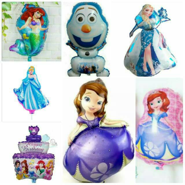 Balon Karakter princess elsa frozen/sofia/ariel mermaid/cinderella