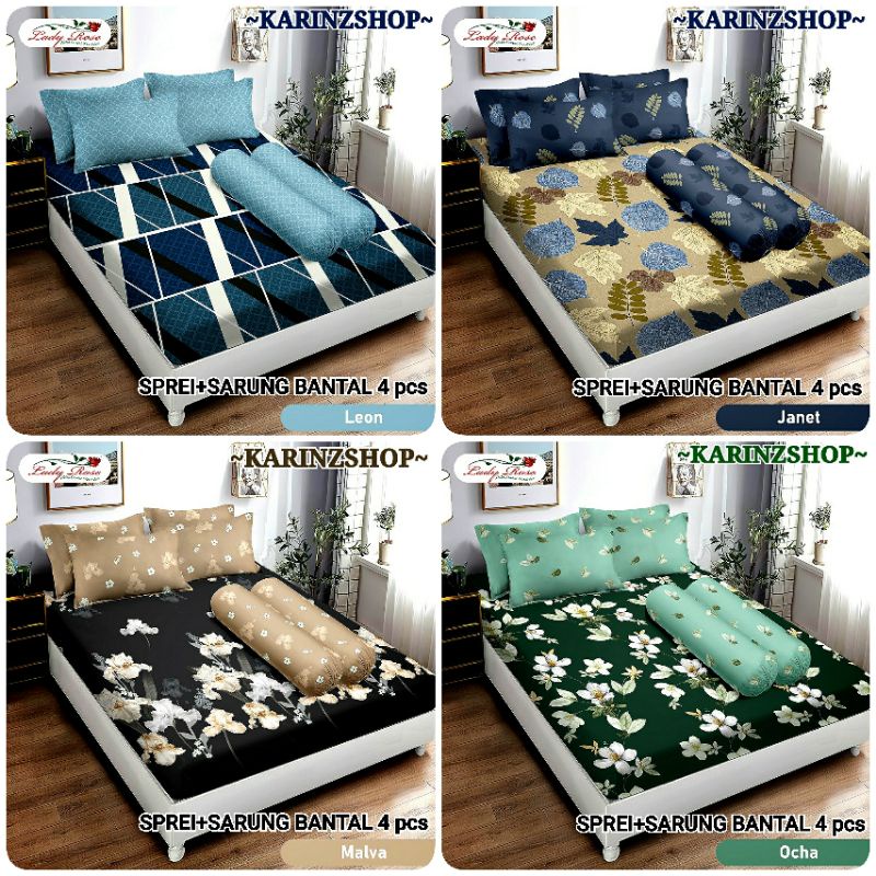 Sprei Lady Rose King B4 180 Sarung Bantal 4 (LEON/JANET/MALVA/OCHA)