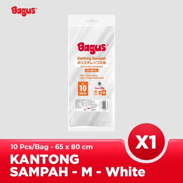 Bagus Kantong Sampah Size M Isi 10 Uk 65x80 45 liter Plastik Sampah