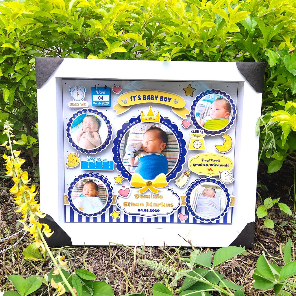 Download Custom Pop Up Scrapbook 3d Frame Gift Hadiah Souvenir Baby Born Bayi Lahir Pigora Kayu Shopee Indonesia