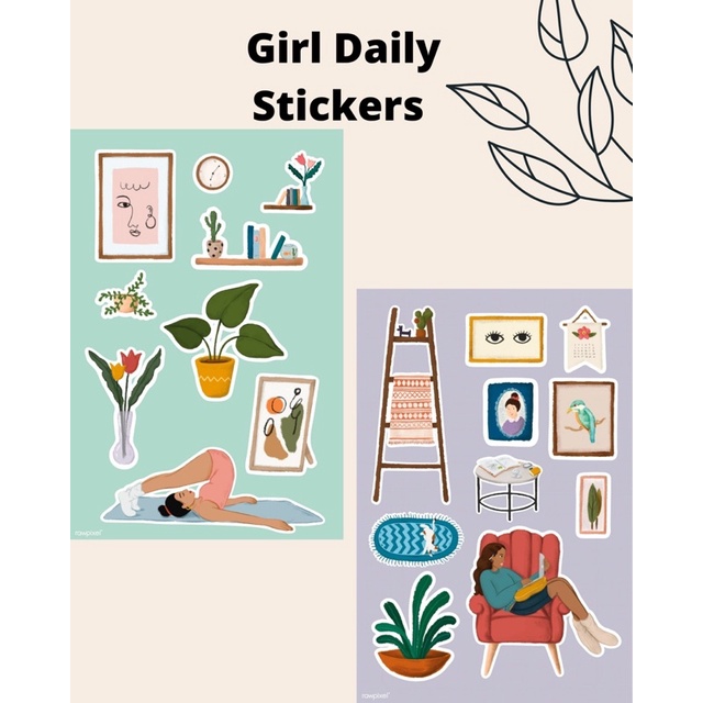 Sticker Tumblr Girl Daily Routine Sticker HP Stiker Laptop Aesthetic Girl Murah