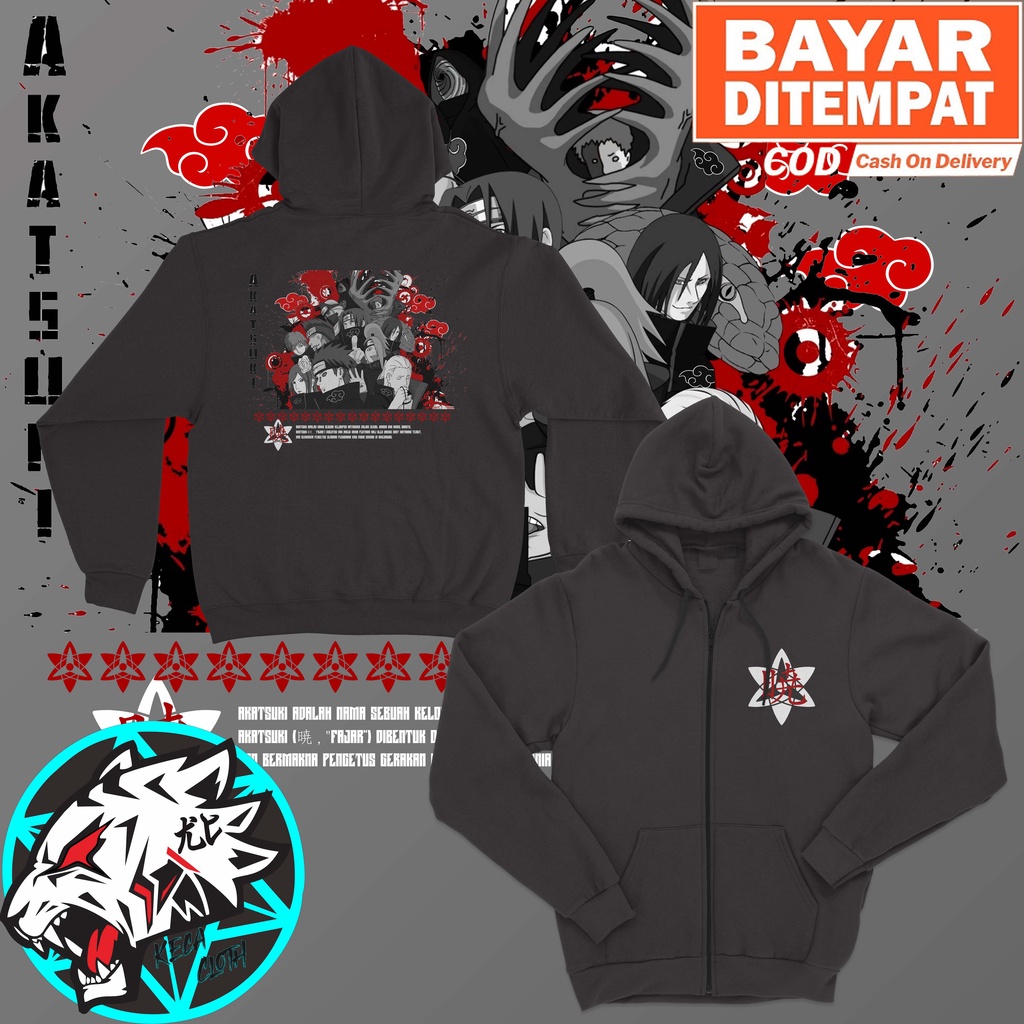 JAKET ZIPPER ANIME NARUTO SHIPPUDEN AKATSUKI BIG SIZE JUMBO JAKET NARUTO PRIA WANITA