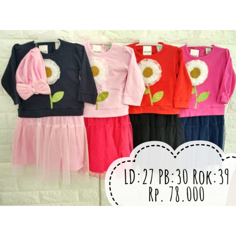 Setelan Rok Tutu Turban Anak Bayi Perempuan 1tahun