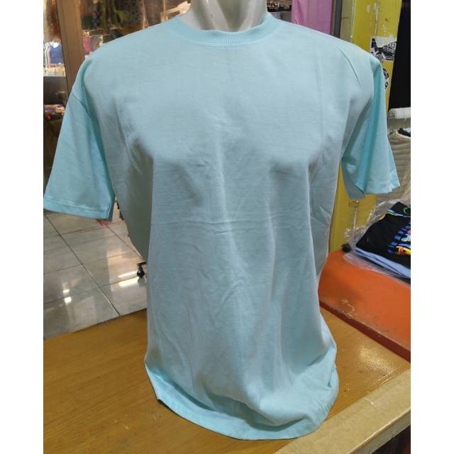 Kaos polos biru tosca/ biru muda bahan katun TC