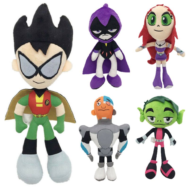 25cm Teen Titans Go Robin Boneka Cartoon Robin Cyborg Beast Boy Raven Starfire Plush Toy Mainan