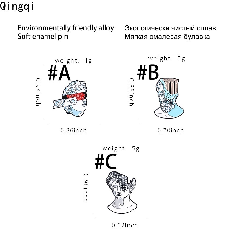 Bros Pin Enamel Desain Patung Renaissance Gaya Punk Untuk Hadiah