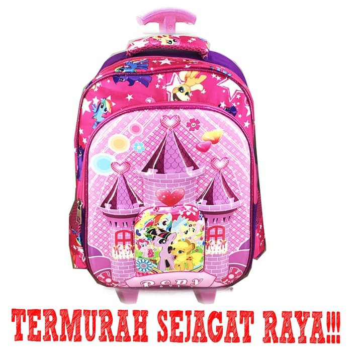 TAS ANAK ELSA GROSIR TROLEY SEKOLAH ANAK SD 6D IMPORT FROZEN FEVER CASTLE