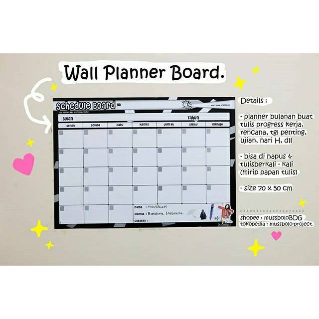 Jual Wall planner board. Monthly board. Schedule board. Shopee Indonesia