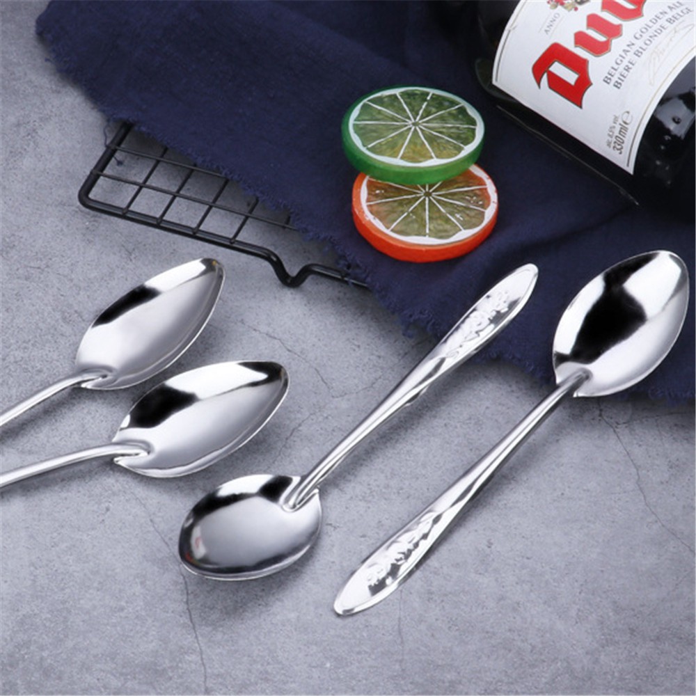 【COD Tangding】10pcs/set Stainless Steel Spoon Watermelon Spoon Spoon Fast Food Cutlery Mud Scraper Miracle Baby Food Soup Spoon